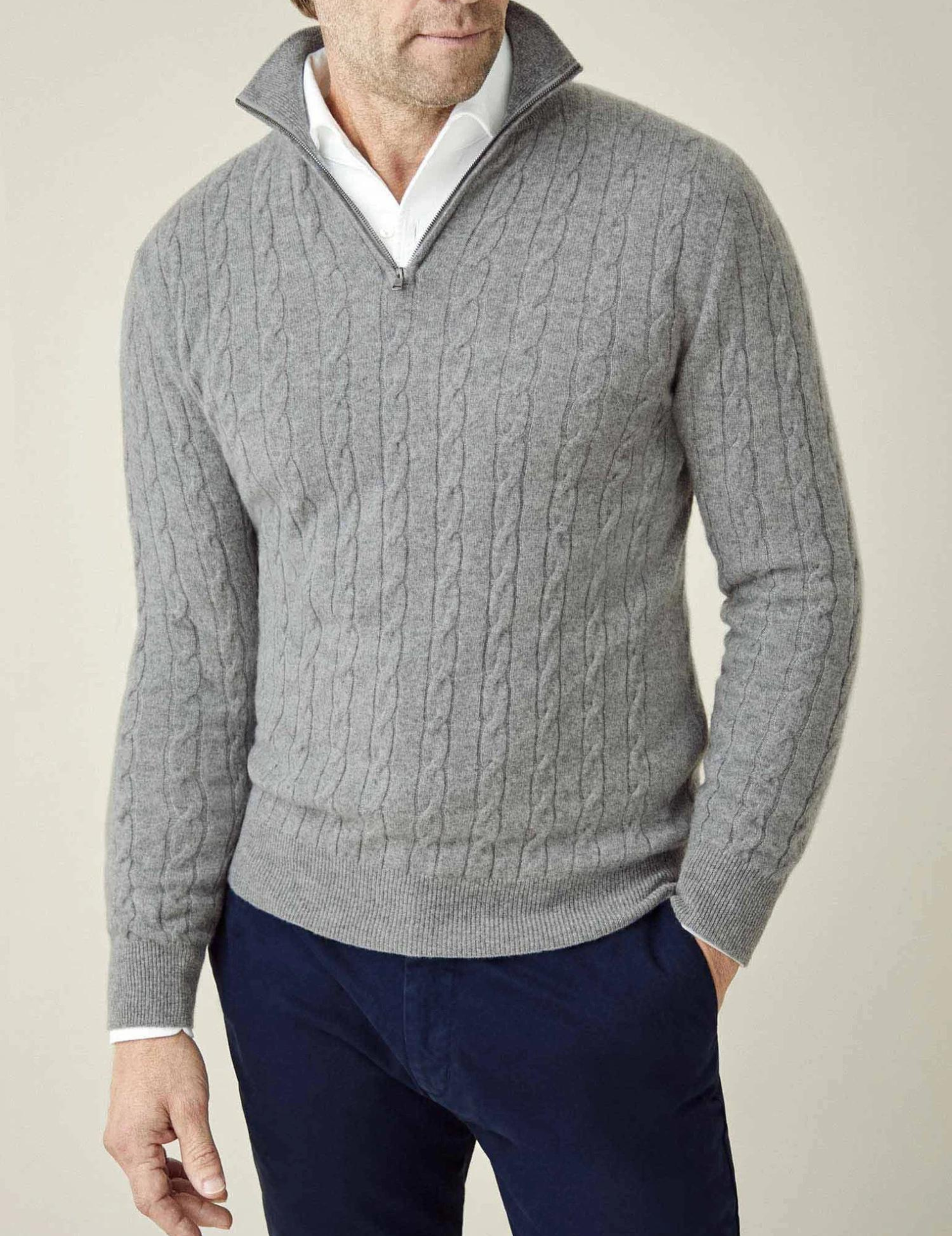 Men's Cable Knit Zip Jumper