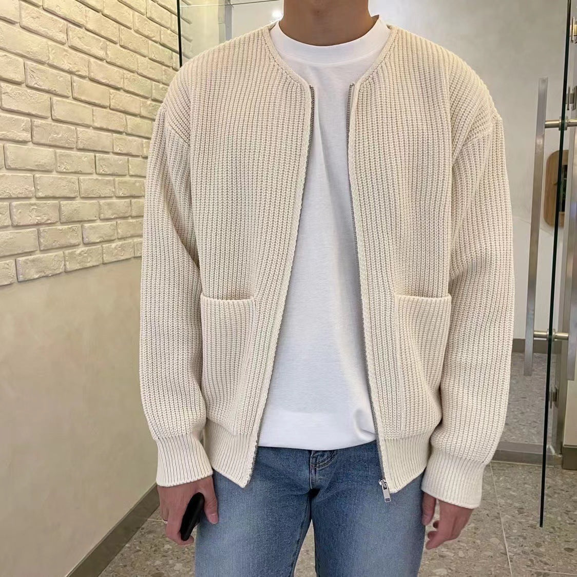 Men's Knitted Cardigan in Modern Design