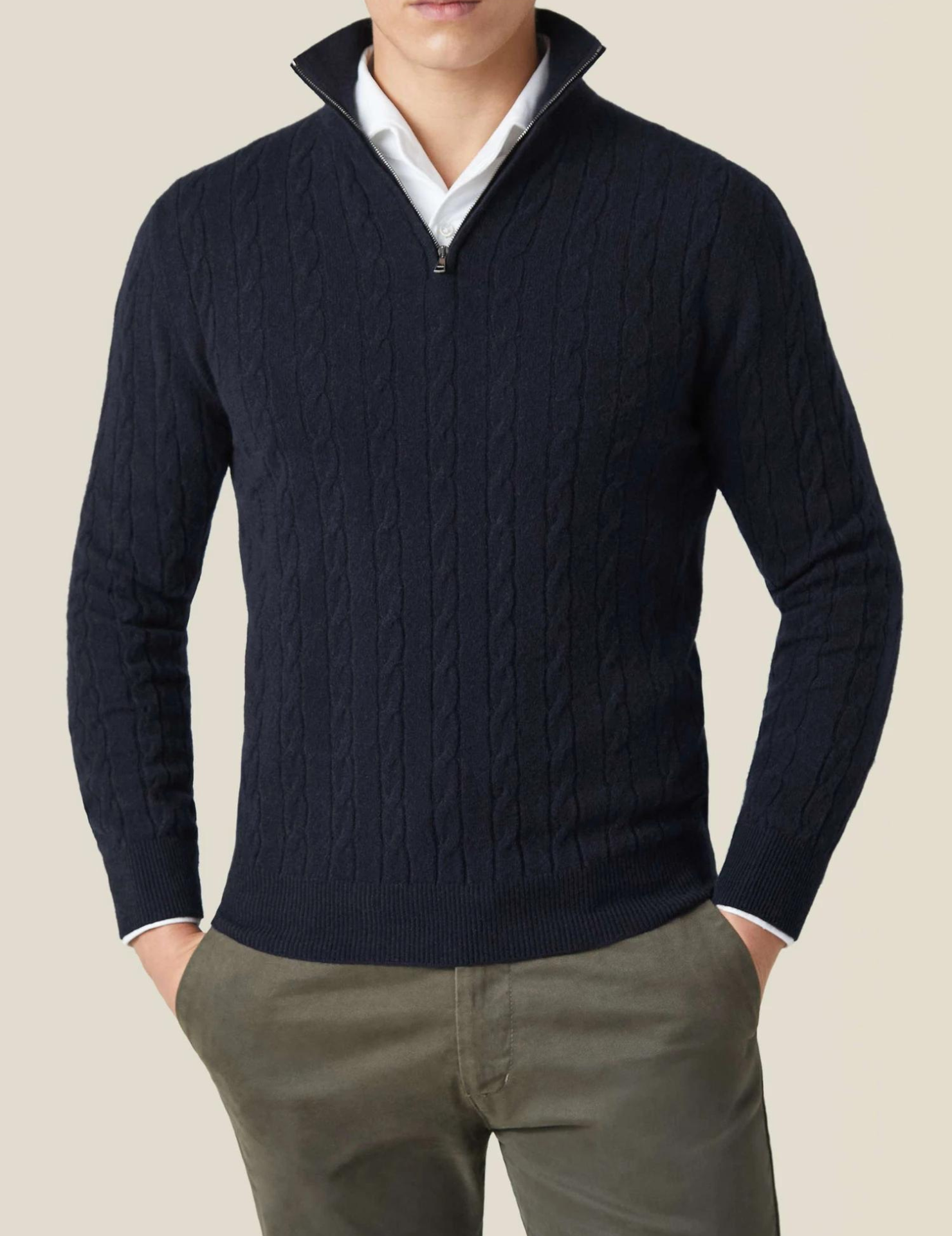 Men's Cable Knit Zip Jumper