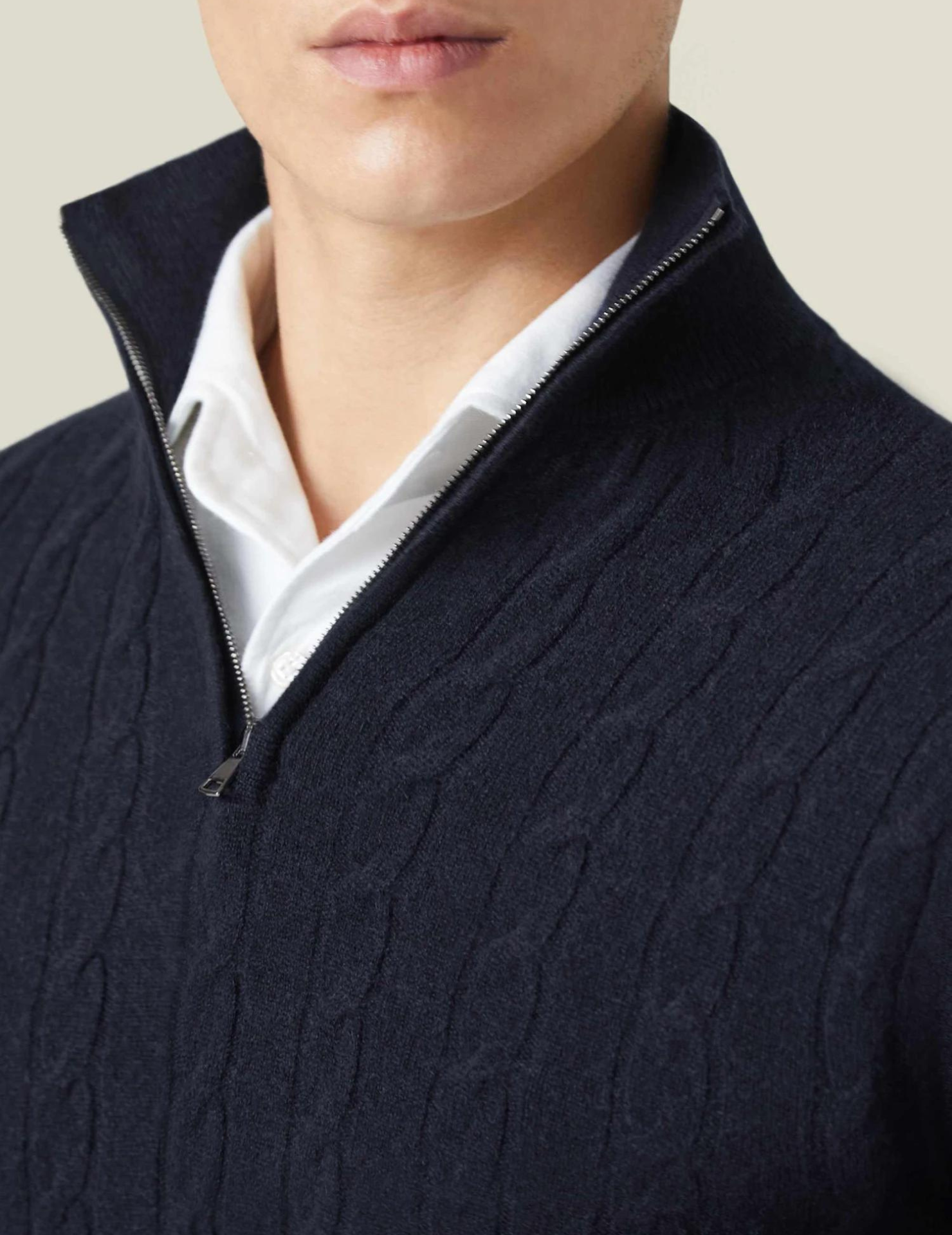 Men's Cable Knit Zip Jumper