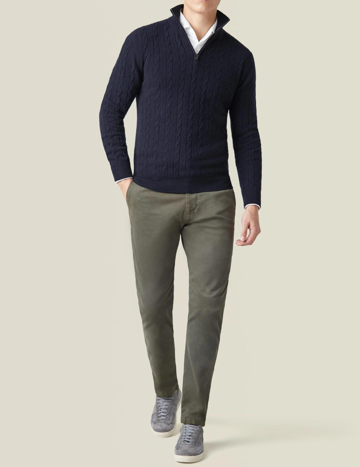 Men's Cable Knit Zip Jumper