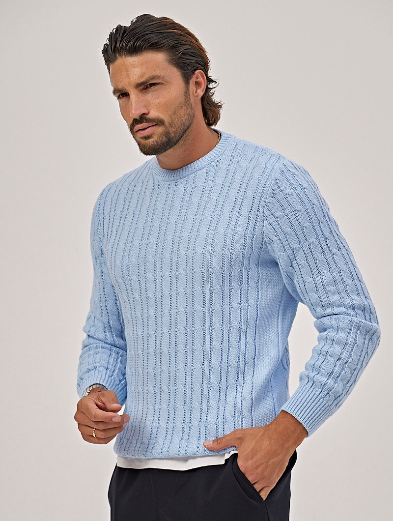 Men's Sweater with Round Neck Light Blue