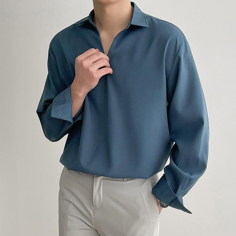 Men's Korean Loose Fit Shirt with Long Sleeves