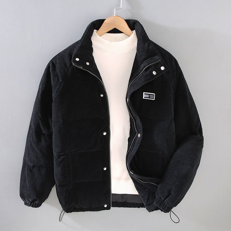Men's Cord Puffer Jacket with Press Studs