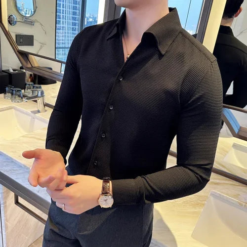 Men's Long Sleeve Shirt with Classic Collar