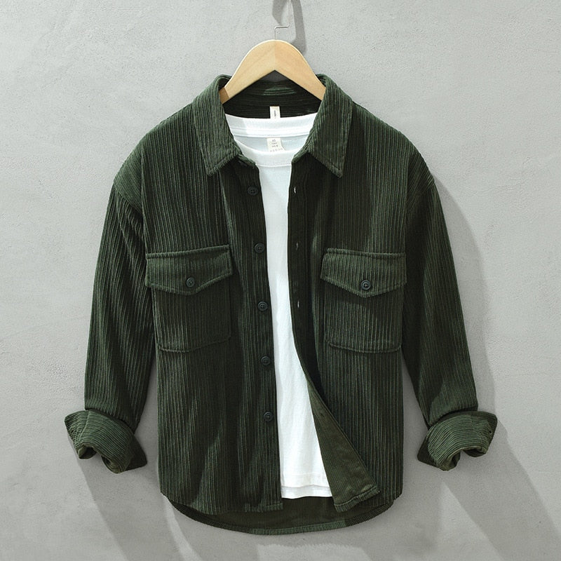 Men's Corduroy Shirt with Classic Collar