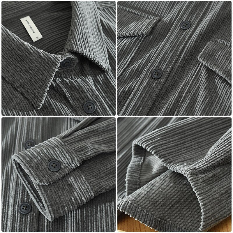 Men's Corduroy Shirt with Classic Collar