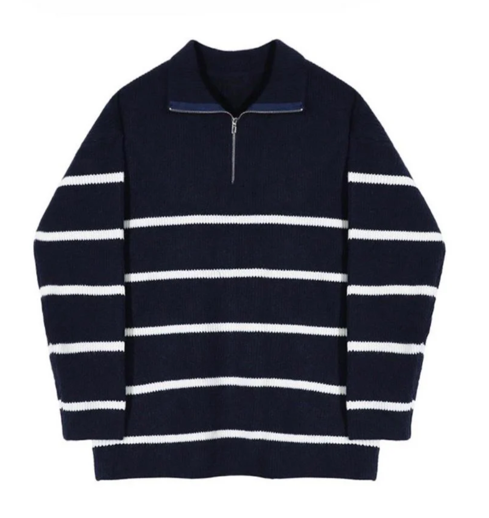 Men's Retro Casual Sweater with Half Zip
