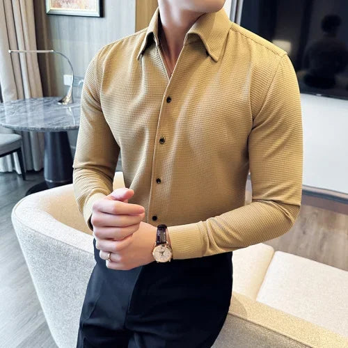 Men's Long Sleeve Shirt with Classic Collar