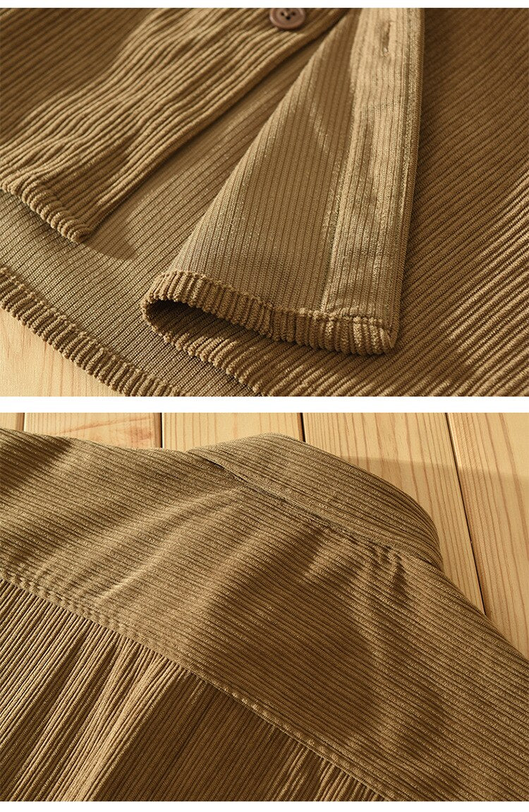 Men's Corduroy Shirt with Classic Collar