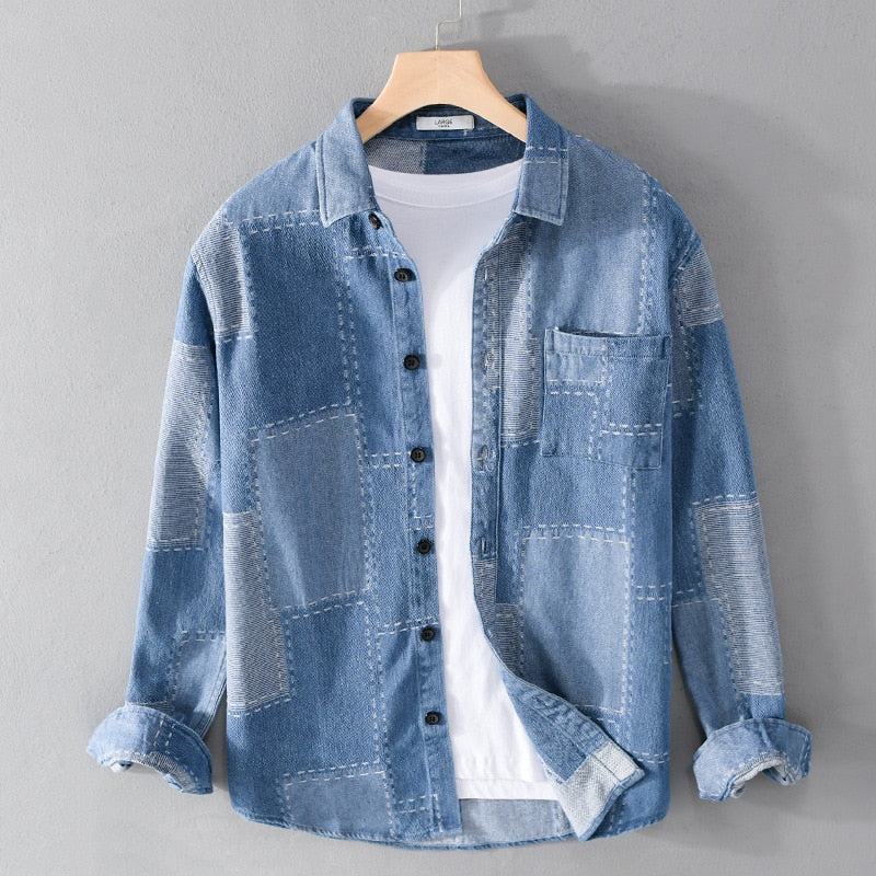 Men's Patchwork Denim Shirt