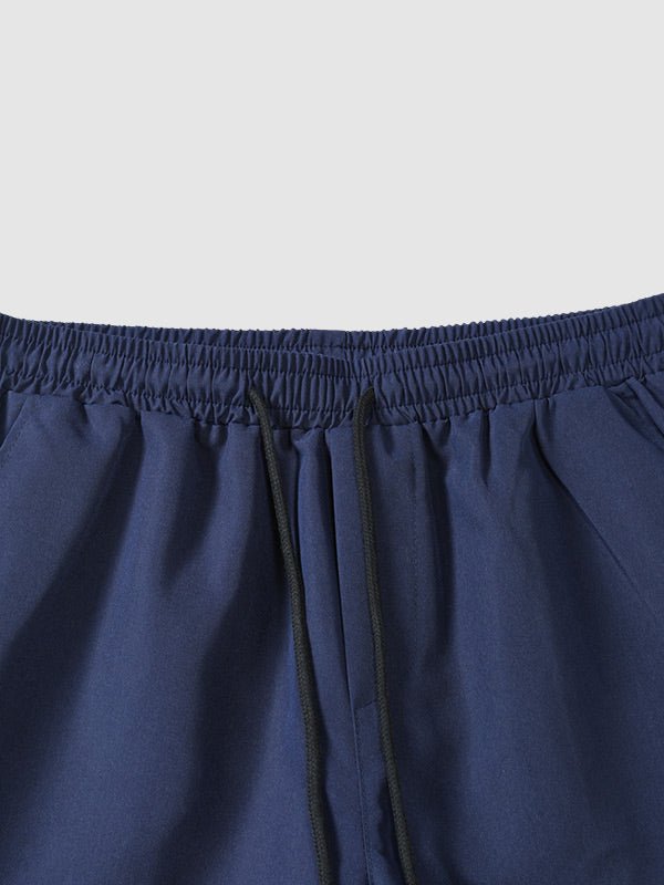 Men's Cotton Linen Striped Mandarin Collar Half Button Shirt Casual Shorts Set