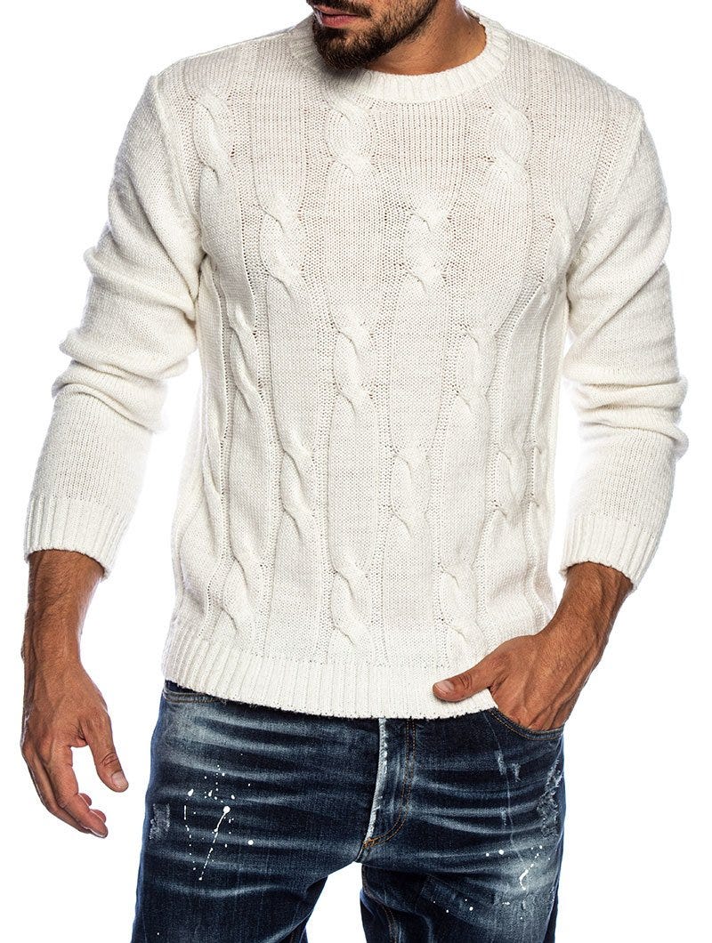 Men's Knitted Jumper with Braid Pattern