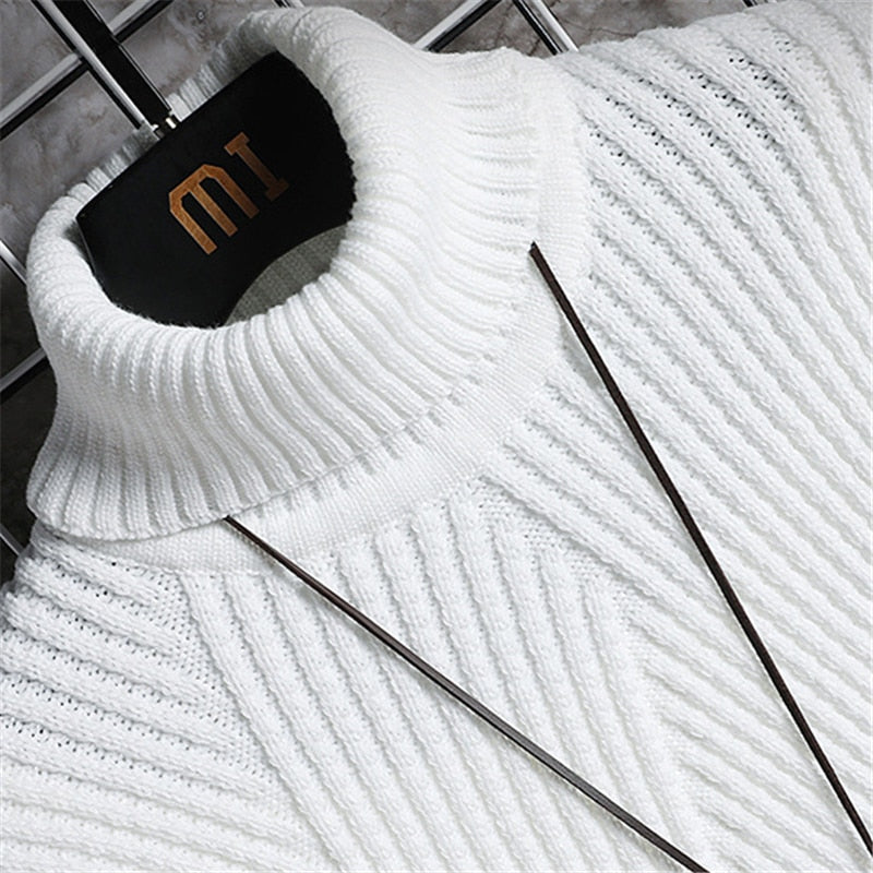 Men's Striped Turtleneck Sweater