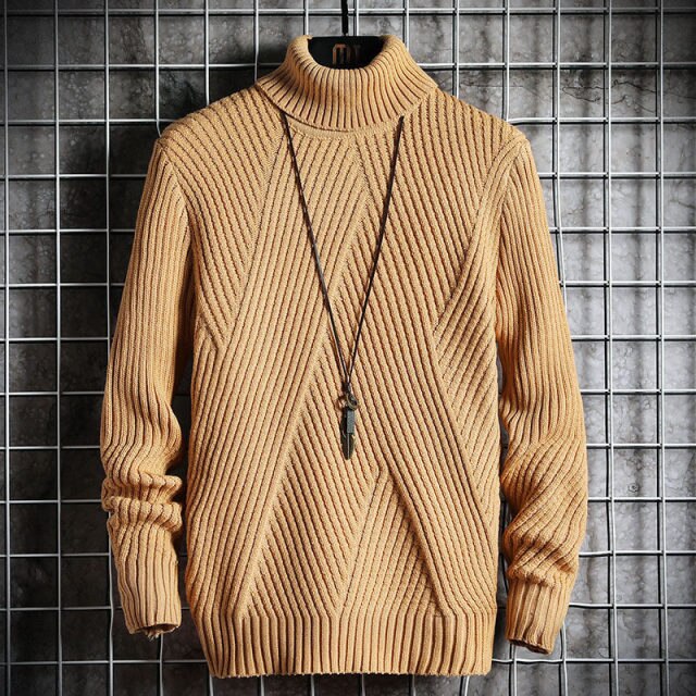 Men's Striped Turtleneck Sweater