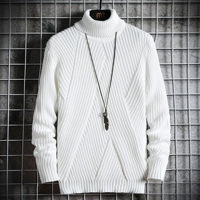 Men's Striped Turtleneck Sweater