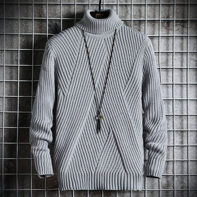 Men's Striped Turtleneck Sweater