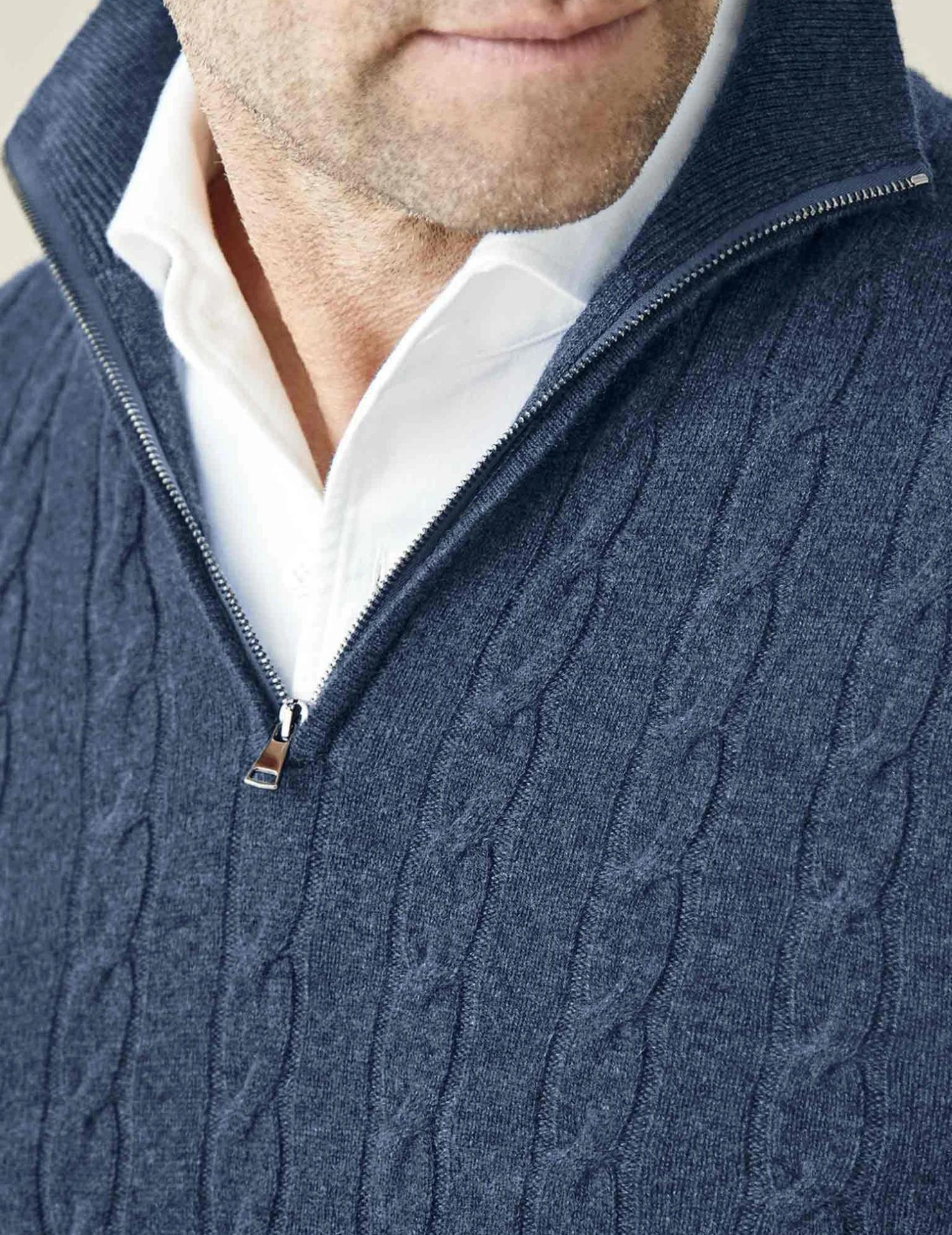 Men's Cable Knit Zip Jumper