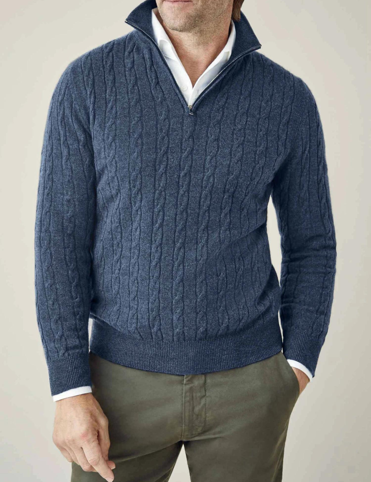 Men's Cable Knit Zip Jumper