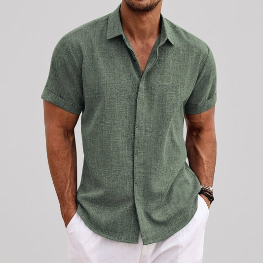Theo | Linen Short Sleeve Button Up Shirt