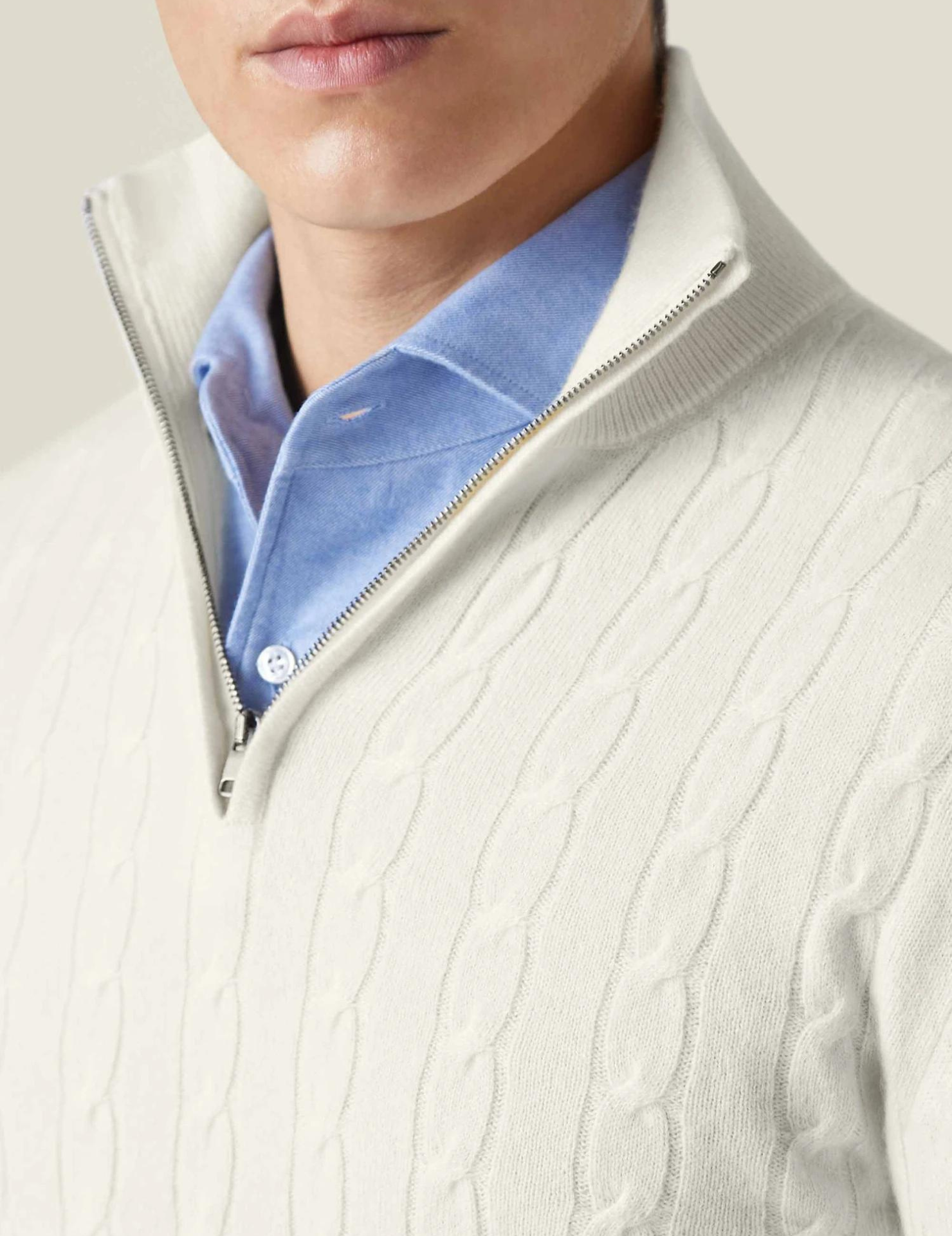 Men's Cable Knit Zip Jumper
