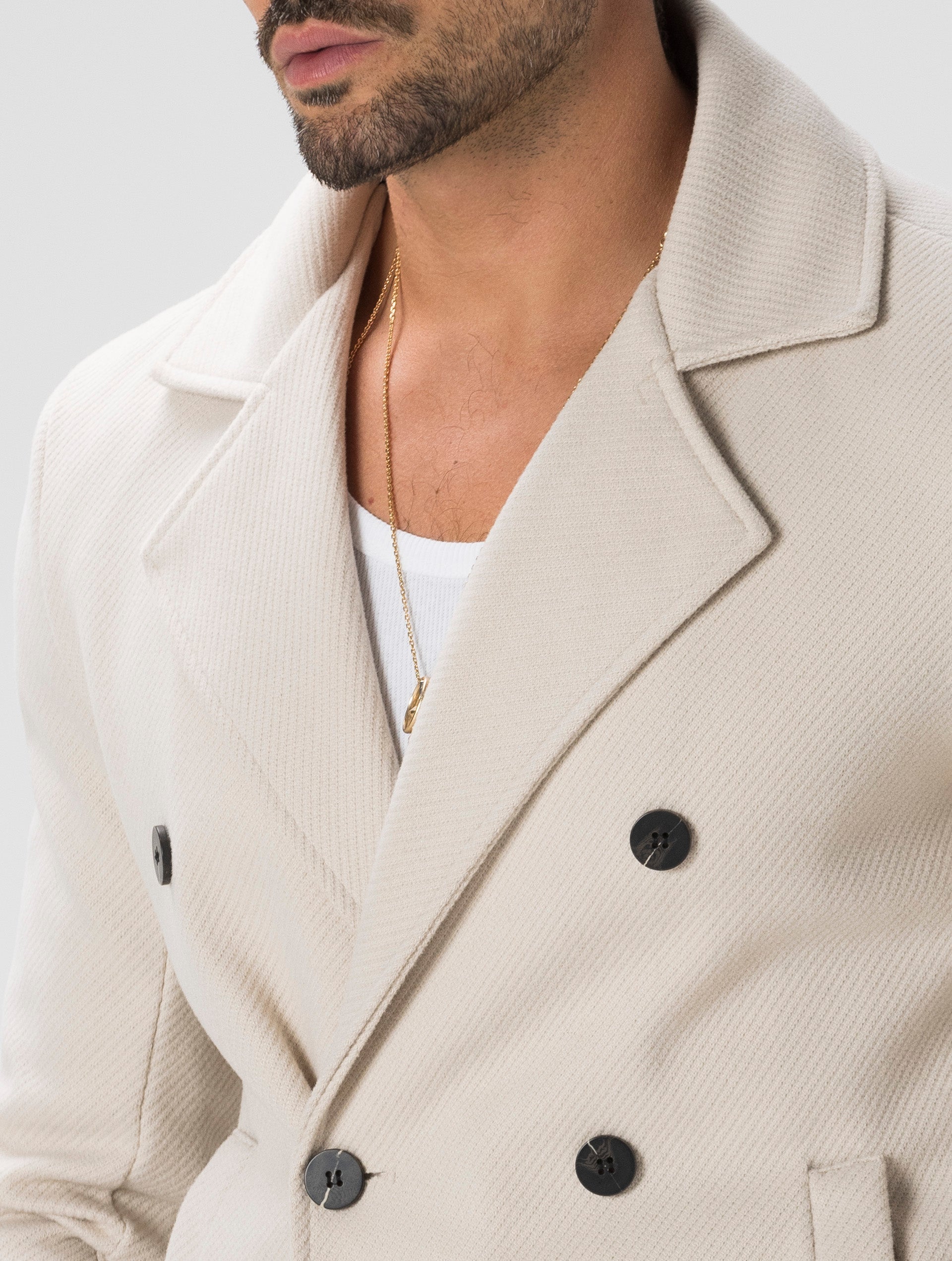 Men's Double-breasted Blazer Cream Elegant