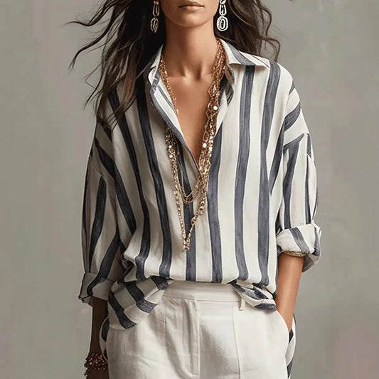 Monroe | Oversized Striped Long Sleeve Blouse