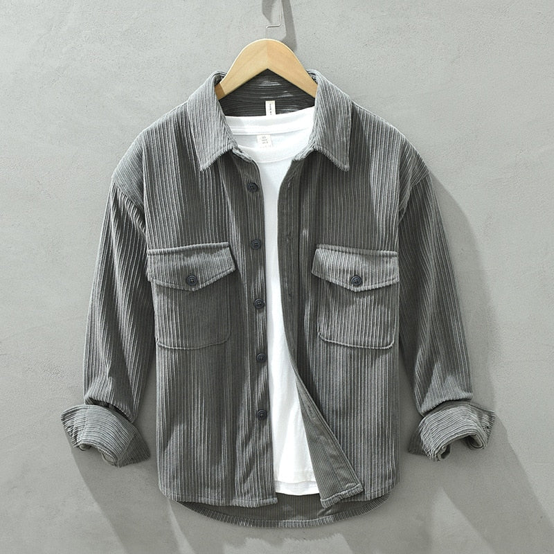 Men's Corduroy Shirt with Classic Collar