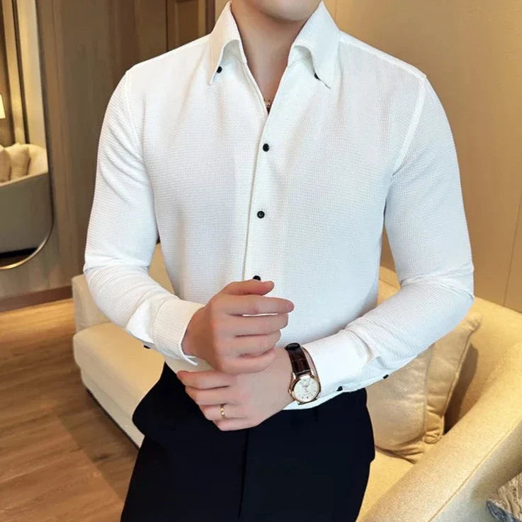Men's Long Sleeve Shirt with Classic Collar