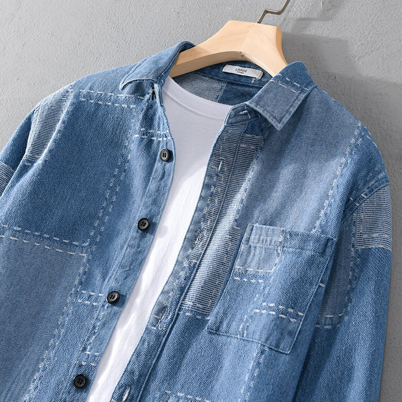 Men's Patchwork Denim Shirt