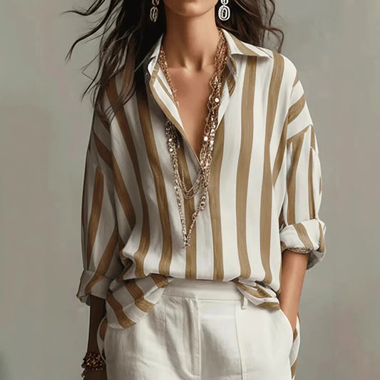Monroe | Oversized Striped Long Sleeve Blouse