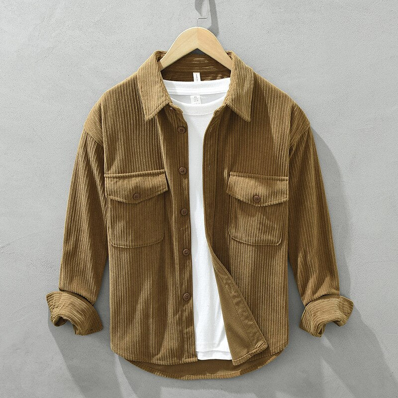 Men's Corduroy Shirt with Classic Collar