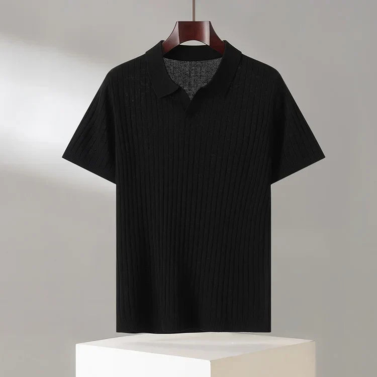 Alvaro | Men's Knit Polo Ribbed Short Sleeve
