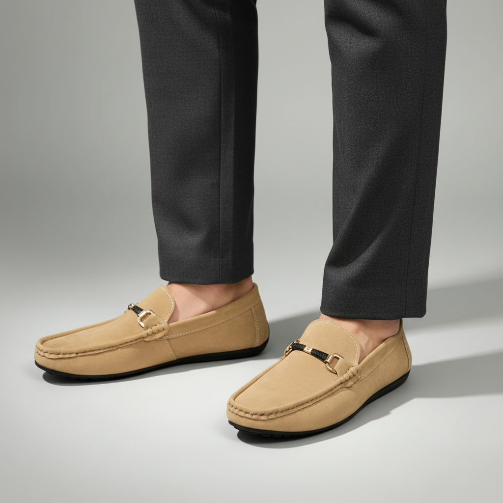Bellano | Men's Suede Loafers Horsebit Buckle
