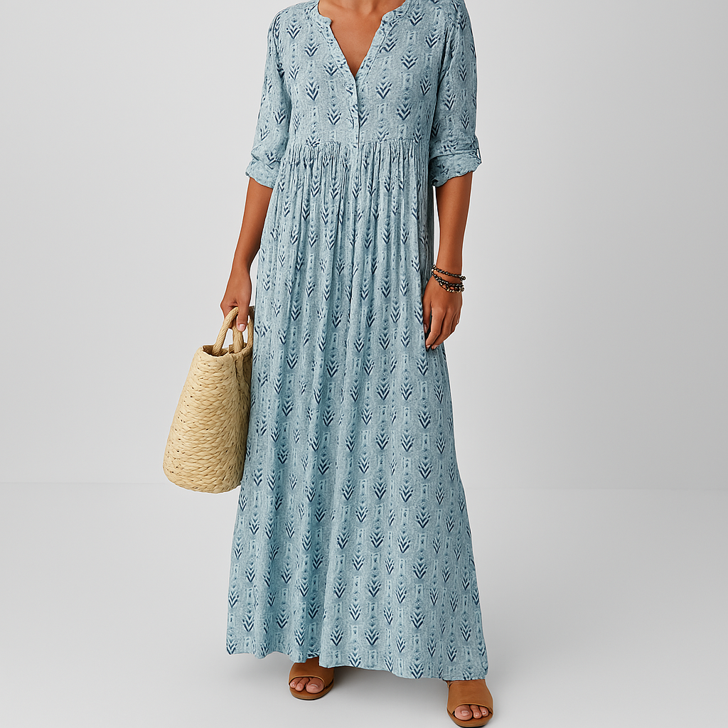Grace | Printed Maxi Dress V-Neck Long Sleeve Boho