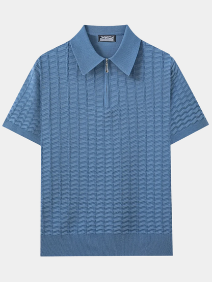 Hugo | Men's Knit Polo Textured Half Zip Ribbed Hem