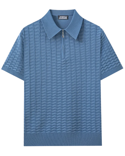 Hugo | Men's Knit Polo Textured Half Zip Ribbed Hem
