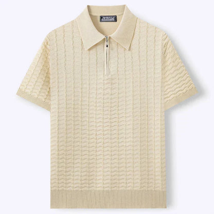 Hugo | Men's Knit Polo Textured Half Zip Ribbed Hem