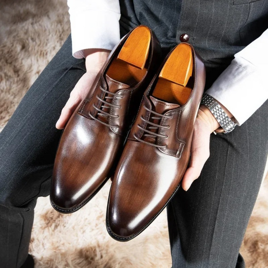 Luca | Men's Leather Oxford Shoes Lace-Up Pointed Toe