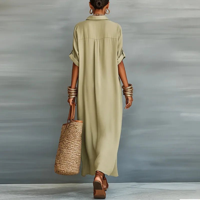 Luna | Linen Shirt Dress Short Sleeve Button Down Relaxed