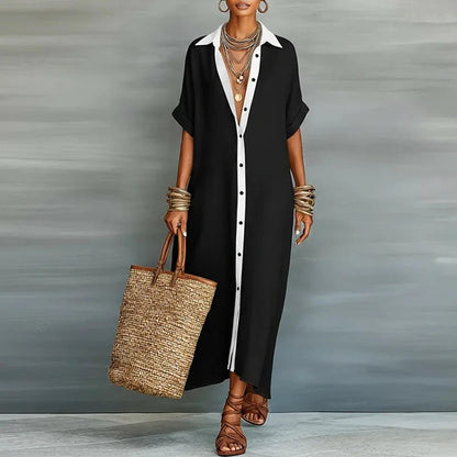 Luna | Linen Shirt Dress Short Sleeve Button Down Relaxed