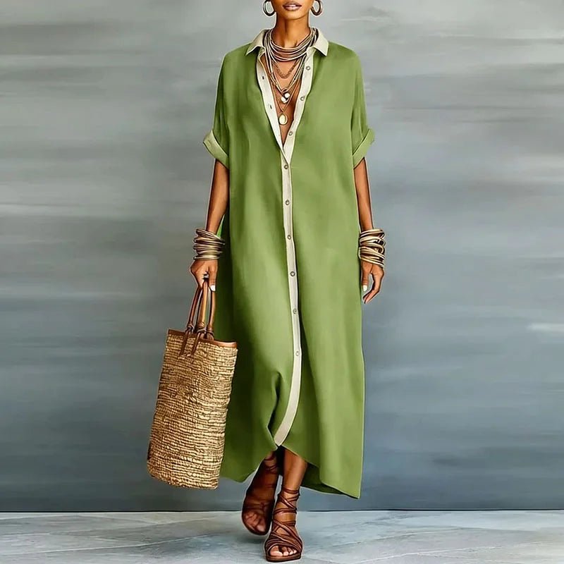 Luna | Linen Shirt Dress Short Sleeve Button Down Relaxed