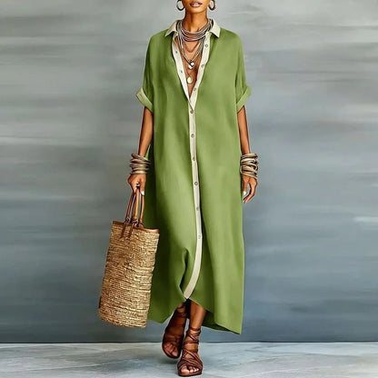 Luna | Linen Shirt Dress Short Sleeve Button Down Relaxed