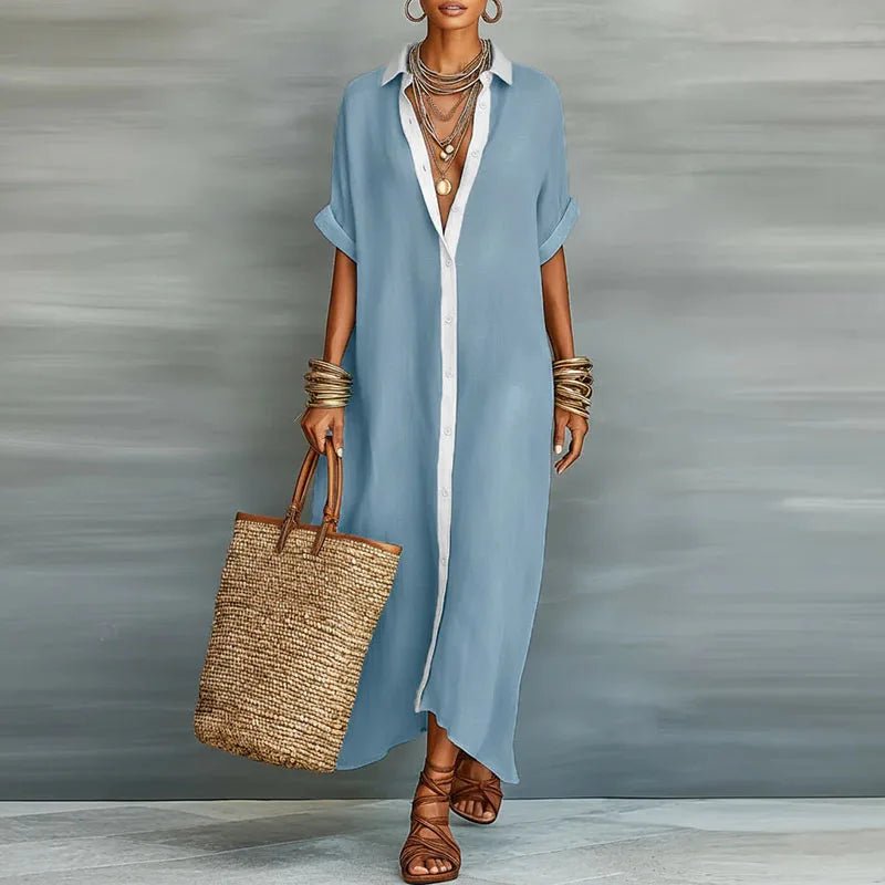 Luna | Linen Shirt Dress Short Sleeve Button Down Relaxed