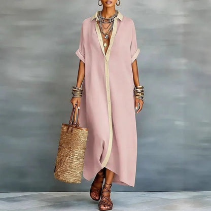 Luna | Linen Shirt Dress Short Sleeve Button Down Relaxed