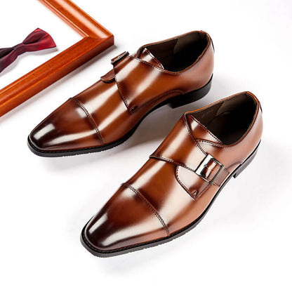 Matteo | Men's Leather Monk Strap Shoes Square Toe