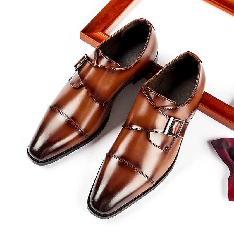 Matteo | Men's Leather Monk Strap Shoes Square Toe