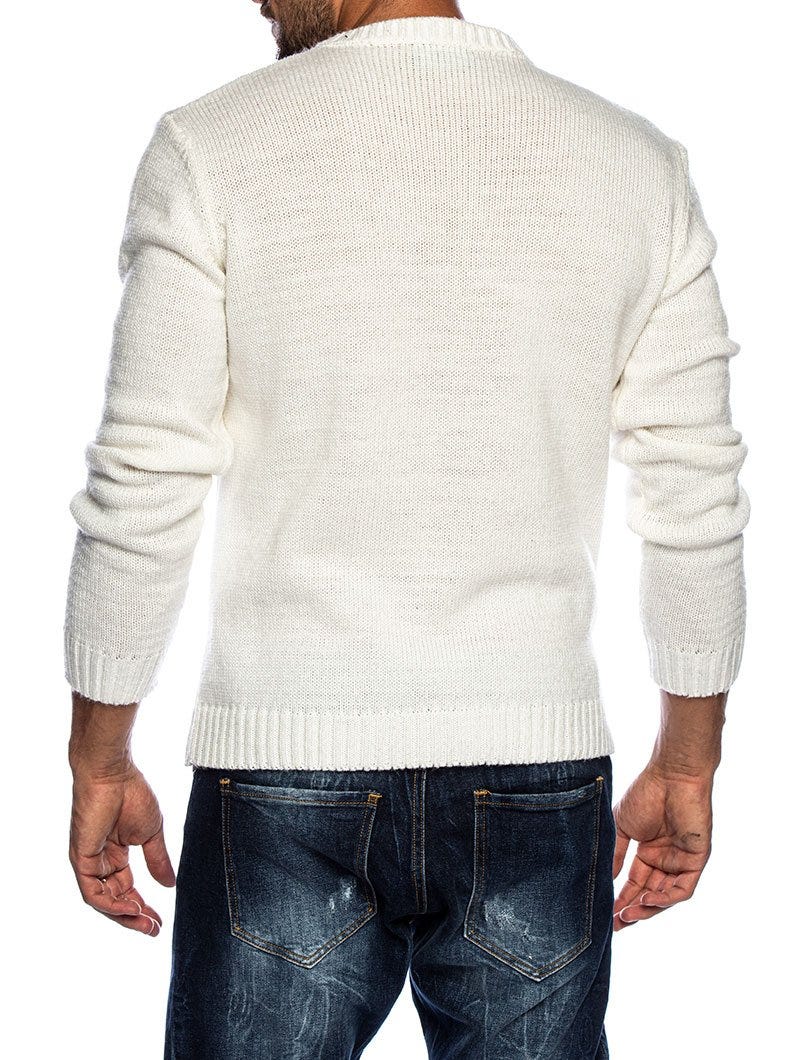 Men's Knitted Jumper with Braid Pattern