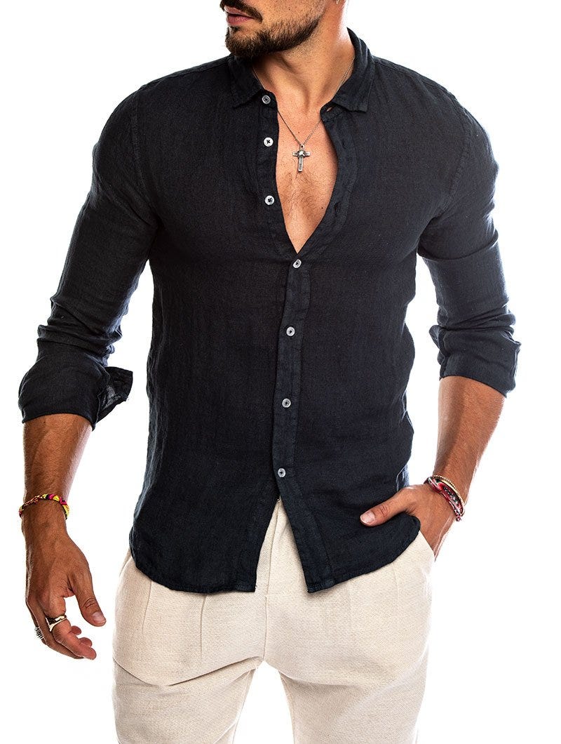 Men's Slim Fit Linen Shirt Timeless