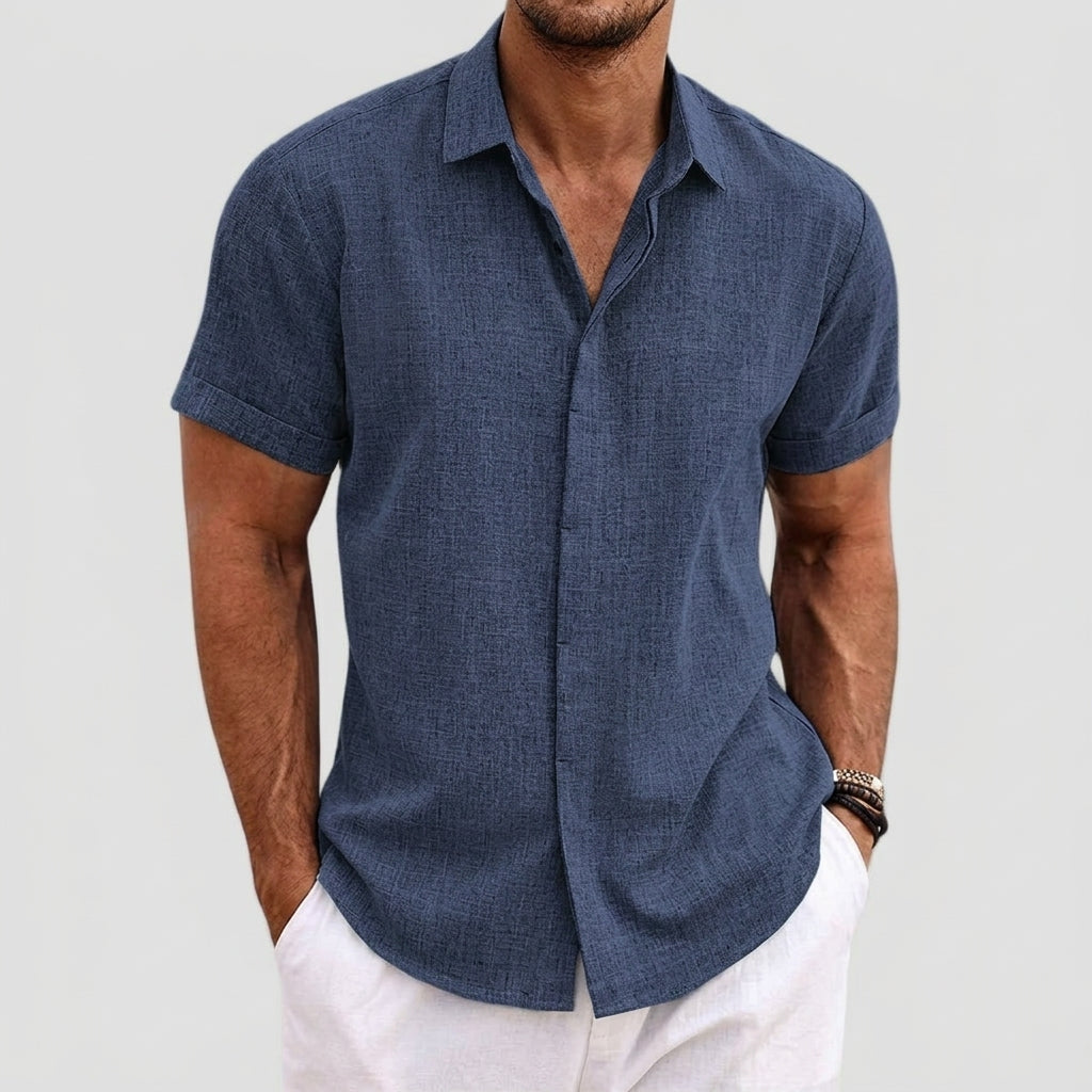 Theo | Men's Linen Shirt Short Sleeve Button Down